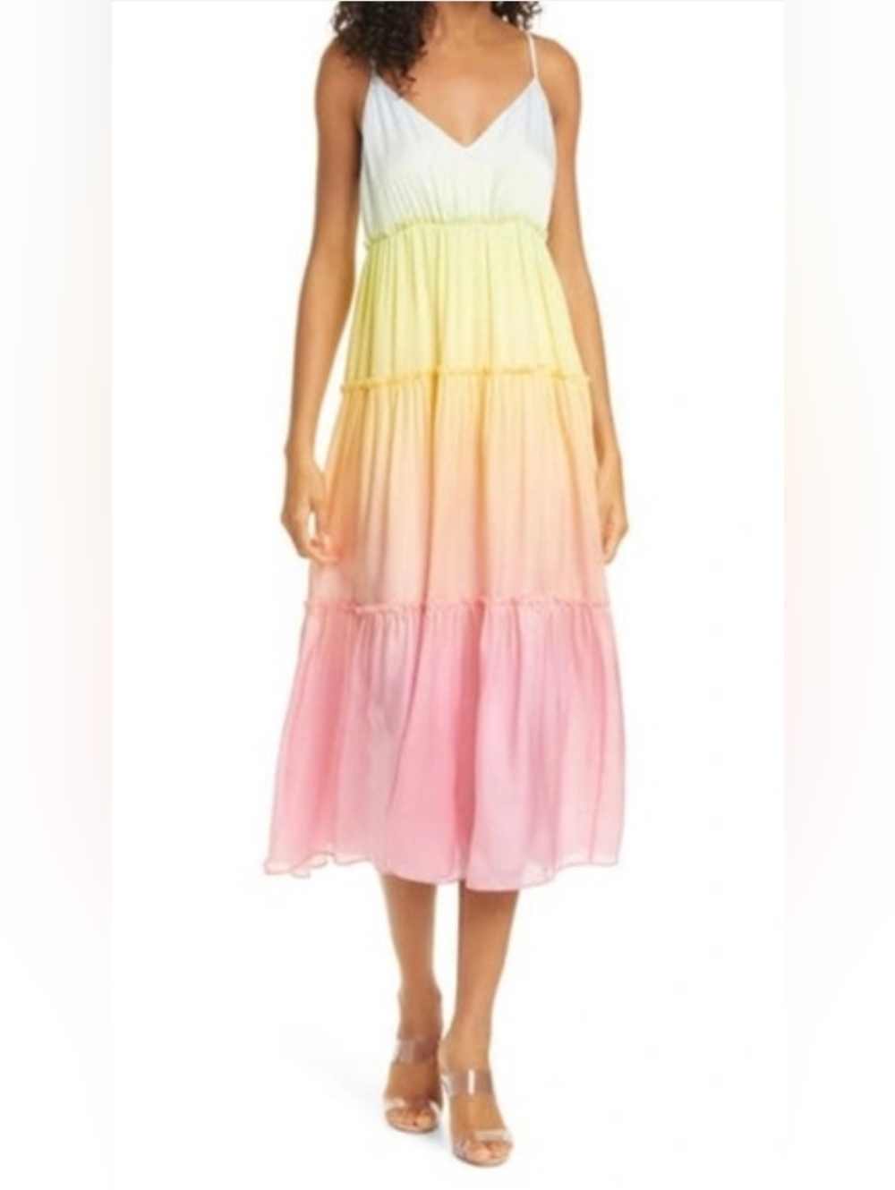 Cami NYC Adrienne Rainbow Ombré Silk Midi Dress, size XS, NWT - Picture 4 of 7